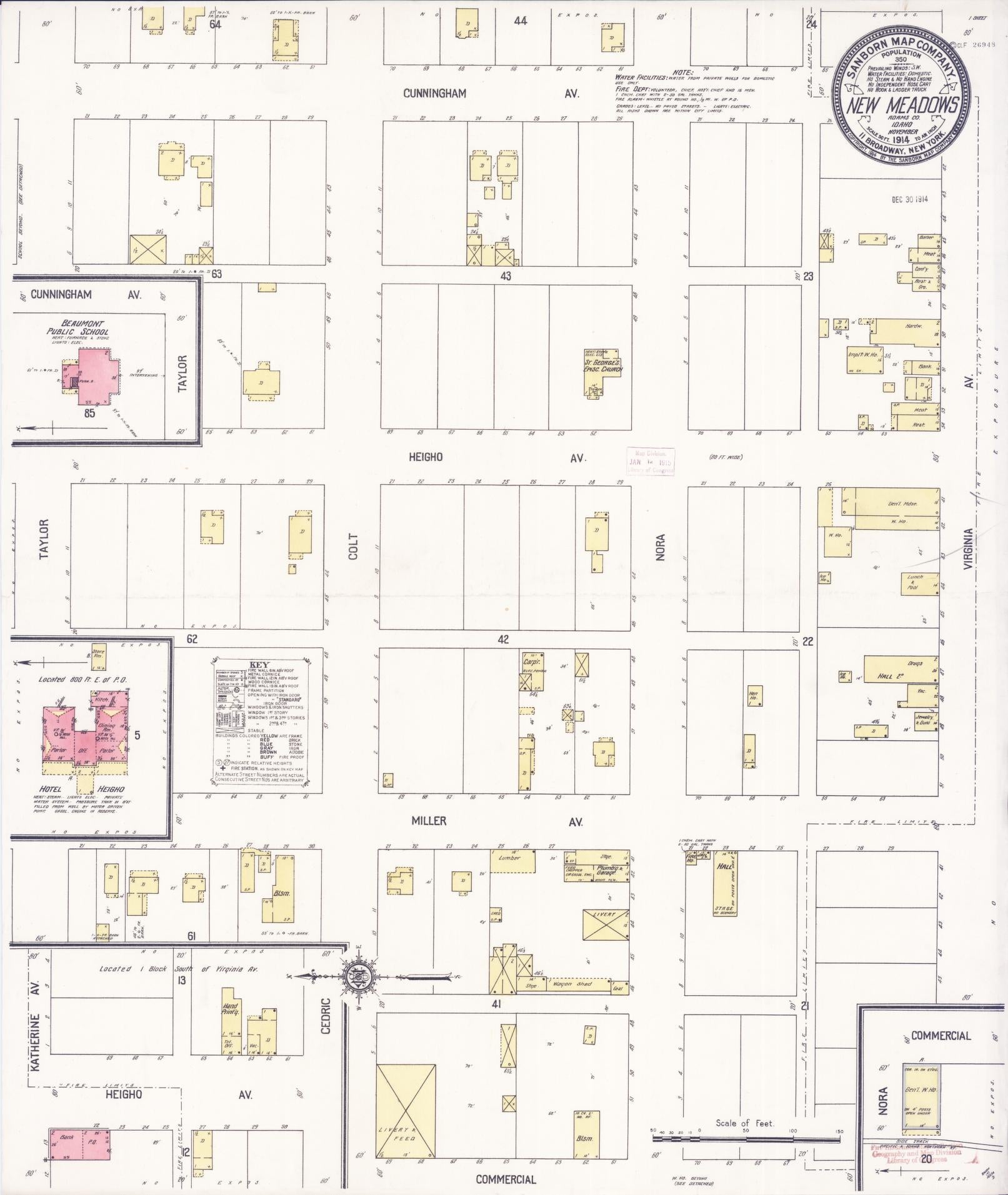 Sanborn Fire Insurance Map from New Meadows, Adams County, Idaho (1914), Sheet #0001 - Historic Sanborn Fire Insurance Map Print, vintage old map wall art, antique decor, genealogy gift, Idaho Idaho map