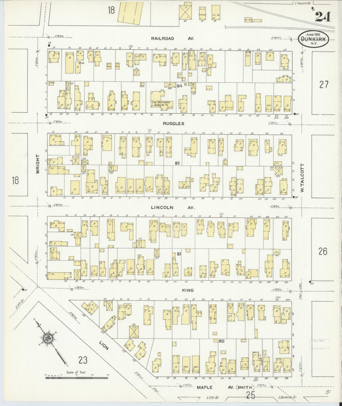 Sanborn Fire Insurance Map from Dunkirk, Chautauqua County, New York (1910), Sheet #0024 - Complete Map Set gallery image, historic Sanborn map, vintage wall art, New York New York