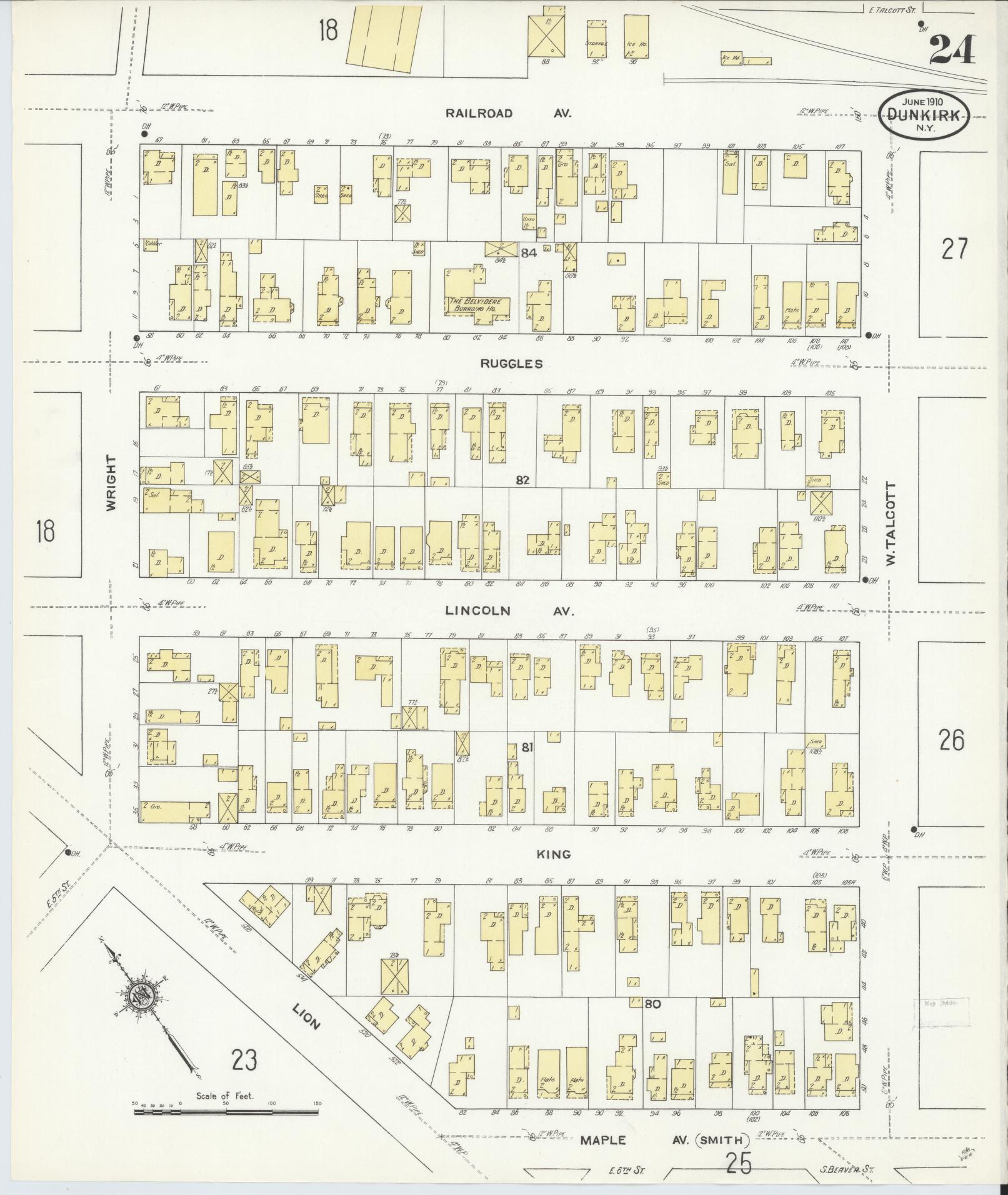 Sanborn Fire Insurance Map from Dunkirk, Chautauqua County, New York (1910), Sheet #0024 - Complete Map Set gallery image, historic Sanborn map, vintage wall art, New York New York