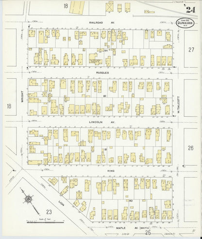 Sanborn Fire Insurance Map from Dunkirk, Chautauqua County, New York (1910), Sheet #0024 - Complete Map Set gallery image, historic Sanborn map, vintage wall art, New York New York