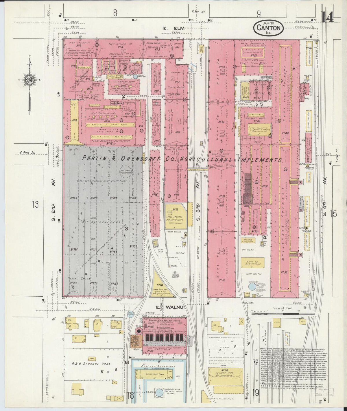 Sanborn Fire Insurance Map from Canton, Fulton County, Illinois (1917), Sheet #0014 - Historic Sanborn Fire Insurance Map Print, vintage old map wall art, antique decor, genealogy gift, Illinois Illinois map