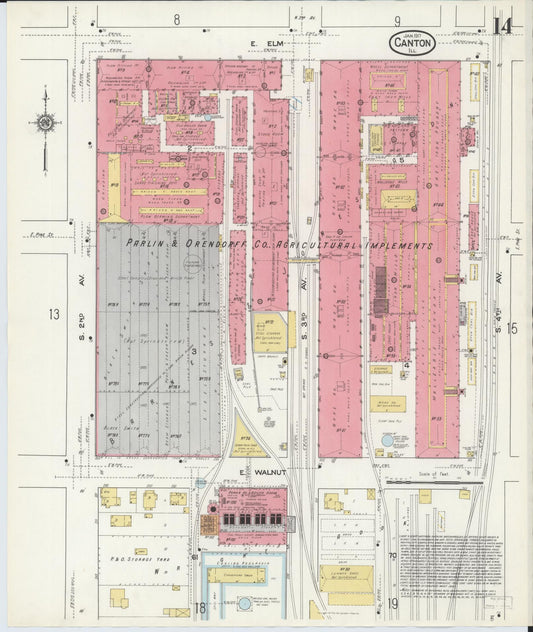 Sanborn Fire Insurance Map from Canton, Fulton County, Illinois (1917), Sheet #0014 - Historic Sanborn Fire Insurance Map Print, vintage old map wall art, antique decor, genealogy gift, Illinois Illinois map