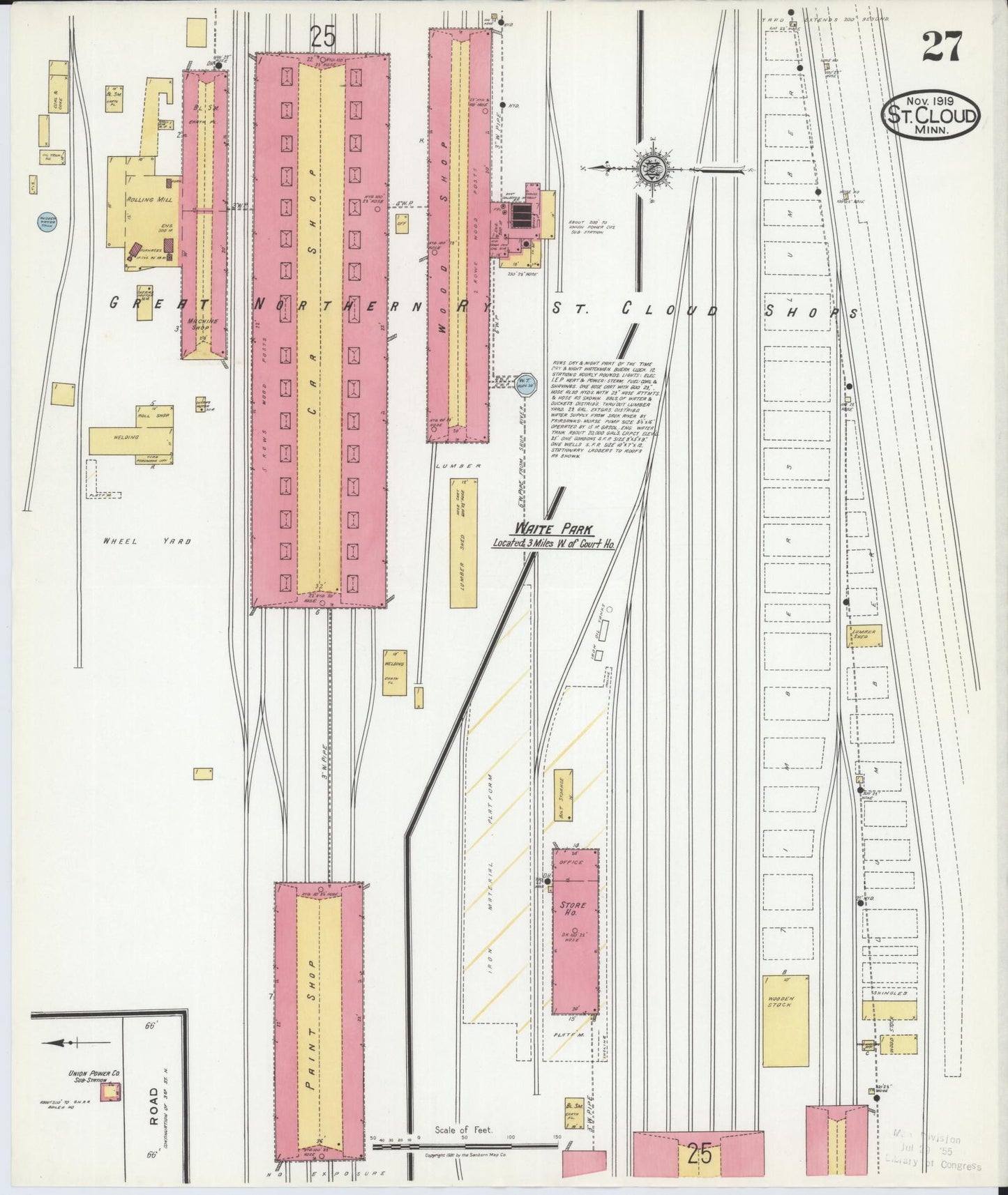 Sanborn Fire Insurance Map from Saint Cloud, Stearns, Benton, and Sherburne Counties, Minnesota (1919), Sheet #0027 - Complete Map Set gallery image, historic Sanborn map, vintage wall art, Minnesota Minnesota