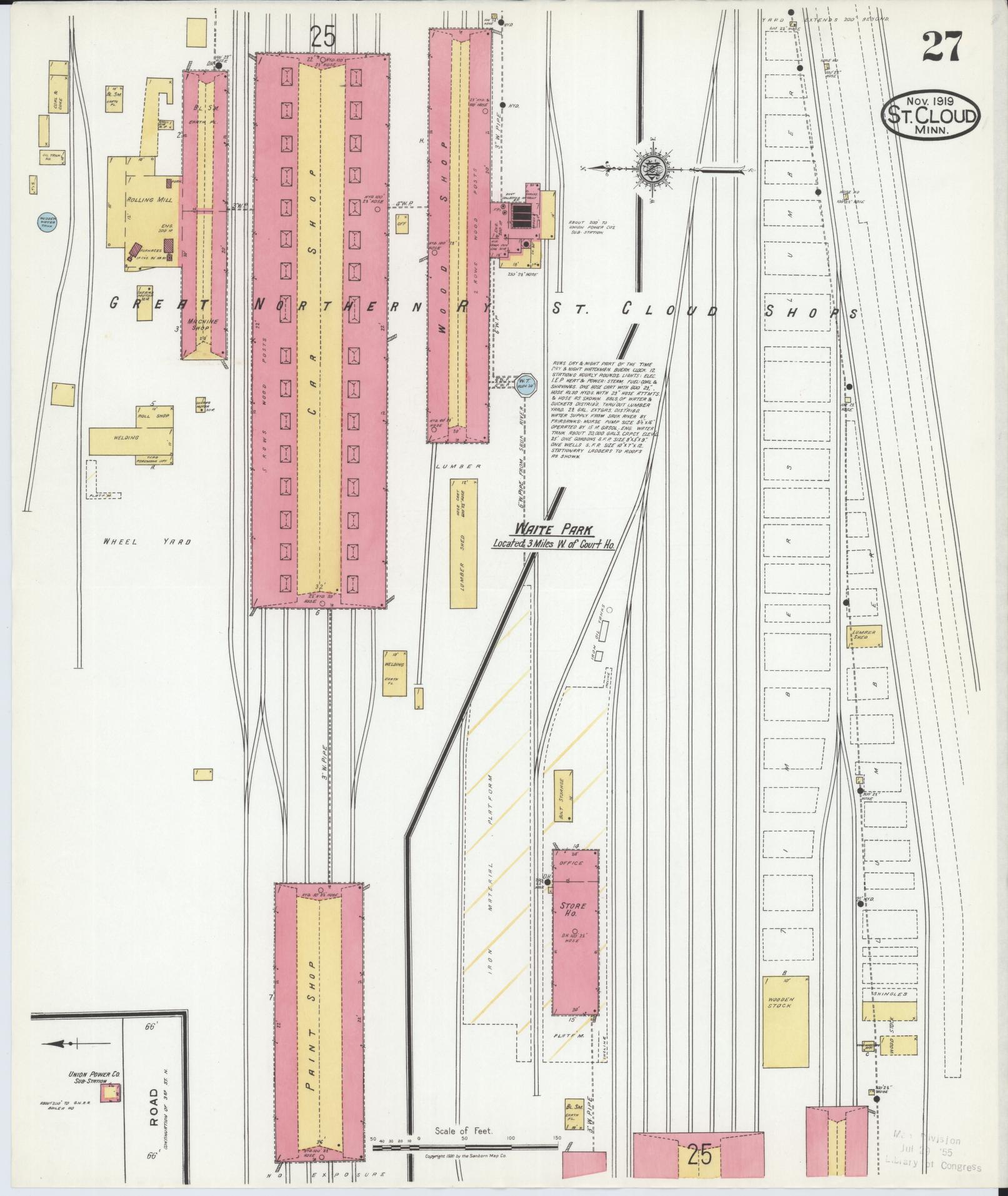 Sanborn Fire Insurance Map from Saint Cloud, Stearns, Benton, and Sherburne Counties, Minnesota (1919), Sheet #0027 - Complete Map Set gallery image, historic Sanborn map, vintage wall art, Minnesota Minnesota