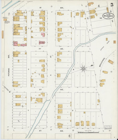 Sanborn Fire Insurance Map from Brunswick, Frederick County, Maryland (1899), Sheet #0005 - Complete Map Set gallery image, historic Sanborn map, vintage wall art, Maryland Maryland