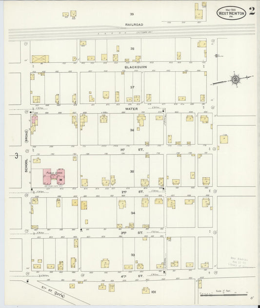 Sanborn Fire Insurance Map from West Newton, Westmoreland County, Pennsylvania (1910), Sheet #0002 - Historic Sanborn Fire Insurance Map Print, vintage old map wall art, antique decor, genealogy gift, Pennsylvania Pennsylvania map