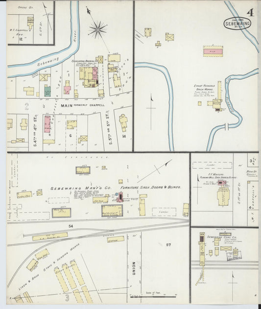 Sanborn Fire Insurance Map from Sebewaing, Huron County, Michigan (1895), Sheet #0004 - Historic Sanborn Fire Insurance Map Print, vintage old map wall art, antique decor, genealogy gift, Michigan Michigan map
