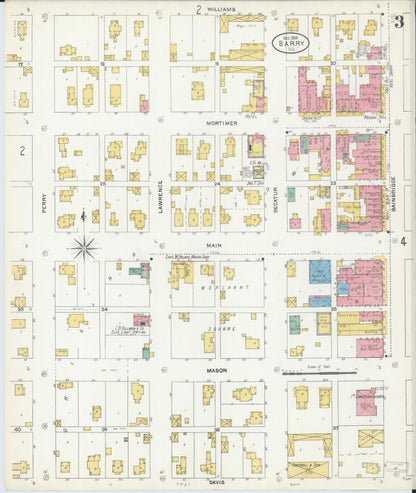 Sanborn Fire Insurance Map from Barry, Pike County, Illinois (1905), Sheet #0003 - Complete Map Set gallery image, historic Sanborn map, vintage wall art, Illinois Illinois