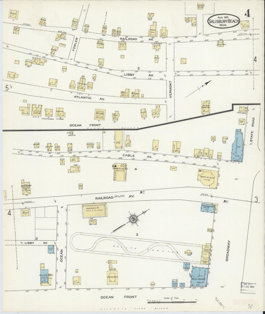 Sanborn Fire Insurance Map from Salisbury, Essex County, Massachusetts (1914), Sheet #0004 - Historic Sanborn Fire Insurance Map Print, vintage old map wall art, antique decor, genealogy gift, Massachusetts Massachusetts map
