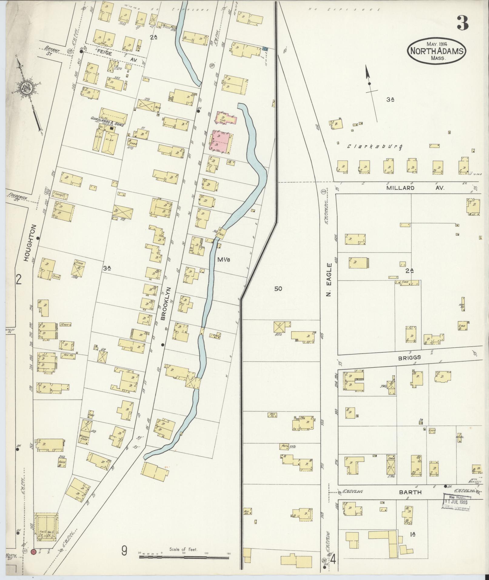 Sanborn Fire Insurance Map from North Adams, Berkshire County, Massachusetts (1914), Sheet #0003 - Complete Map Set gallery image, historic Sanborn map, vintage wall art, Massachusetts Massachusetts