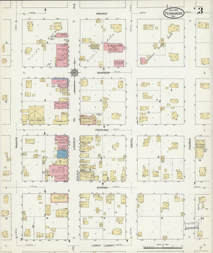 Sanborn Fire Insurance Map from Fennimore, Grant County, Wisconsin (1912), Sheet #0003 - Historic Sanborn Fire Insurance Map Print, vintage old map wall art, antique decor, genealogy gift, Wisconsin Wisconsin map