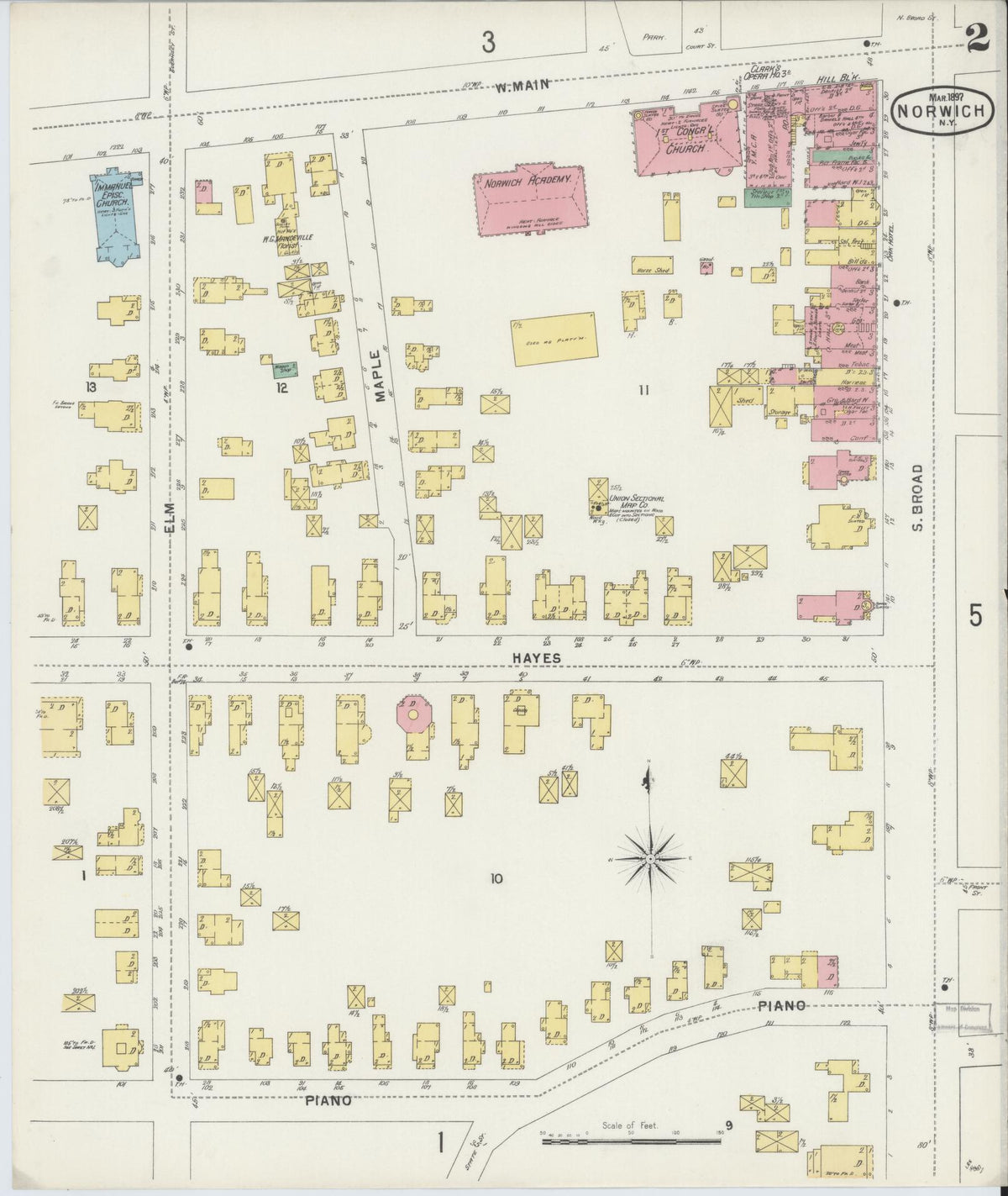 Sanborn Fire Insurance Map from Norwich, Chenango County, New York (1897), Sheet #0002 - Complete Map Set gallery image, historic Sanborn map, vintage wall art, New York New York