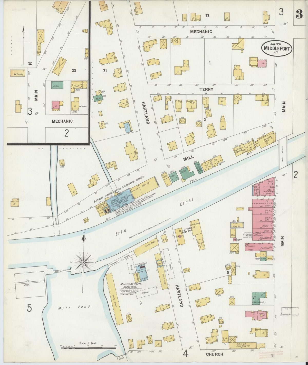 Sanborn Fire Insurance Map from Middleport, Niagara County, New York (1900), Sheet #0003 - Historic Sanborn Fire Insurance Map Print, vintage old map wall art, antique decor, genealogy gift, New York New York map
