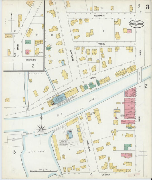 Sanborn Fire Insurance Map from Middleport, Niagara County, New York (1900), Sheet #0003 - Historic Sanborn Fire Insurance Map Print, vintage old map wall art, antique decor, genealogy gift, New York New York map