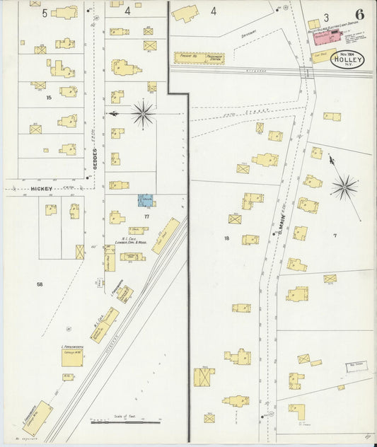 Sanborn Fire Insurance Map from Holley, Orleans County, New York (1904), Sheet #0006 - Historic Sanborn Fire Insurance Map Print, vintage old map wall art, antique decor, genealogy gift, New York New York map
