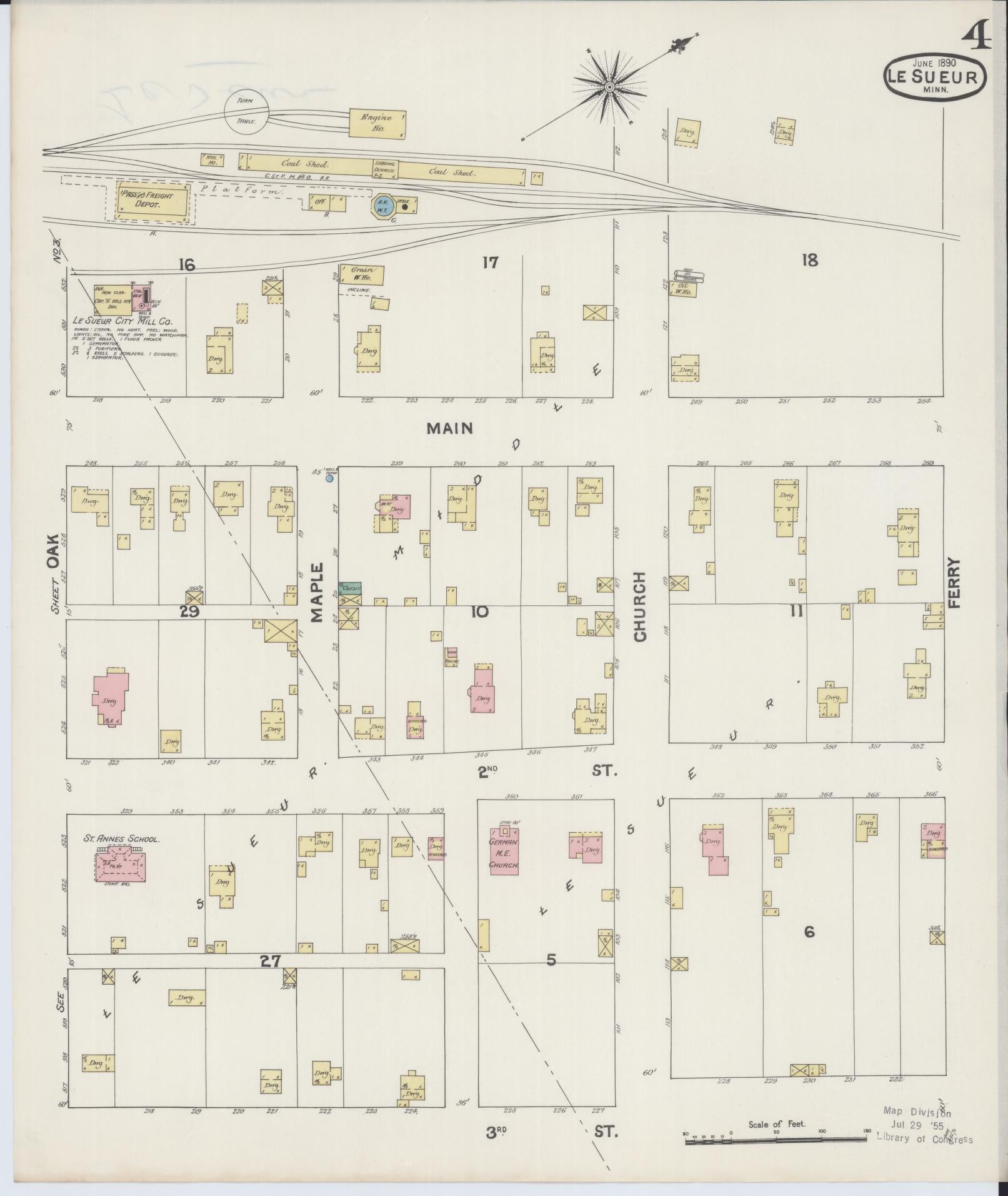 Sanborn Fire Insurance Map from Le Sueur, Le Sueur County, Minnesota (1890), Sheet #0004 - Historic Sanborn Fire Insurance Map Print, vintage old map wall art, antique decor, genealogy gift, Minnesota Minnesota map