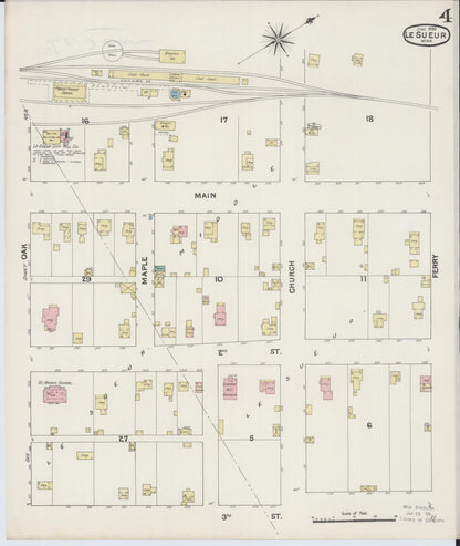 Sanborn Fire Insurance Map from Le Sueur, Le Sueur County, Minnesota (1890), Sheet #0004 - Historic Sanborn Fire Insurance Map Print, vintage old map wall art, antique decor, genealogy gift, Minnesota Minnesota map