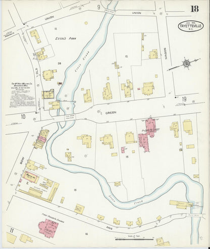 Sanborn Fire Insurance Map from Fayetteville, Cumberland County, North Carolina (1914), Sheet #0018 - Historic Sanborn Fire Insurance Map Print, vintage old map wall art, antique decor, genealogy gift, North Carolina North Carolina map