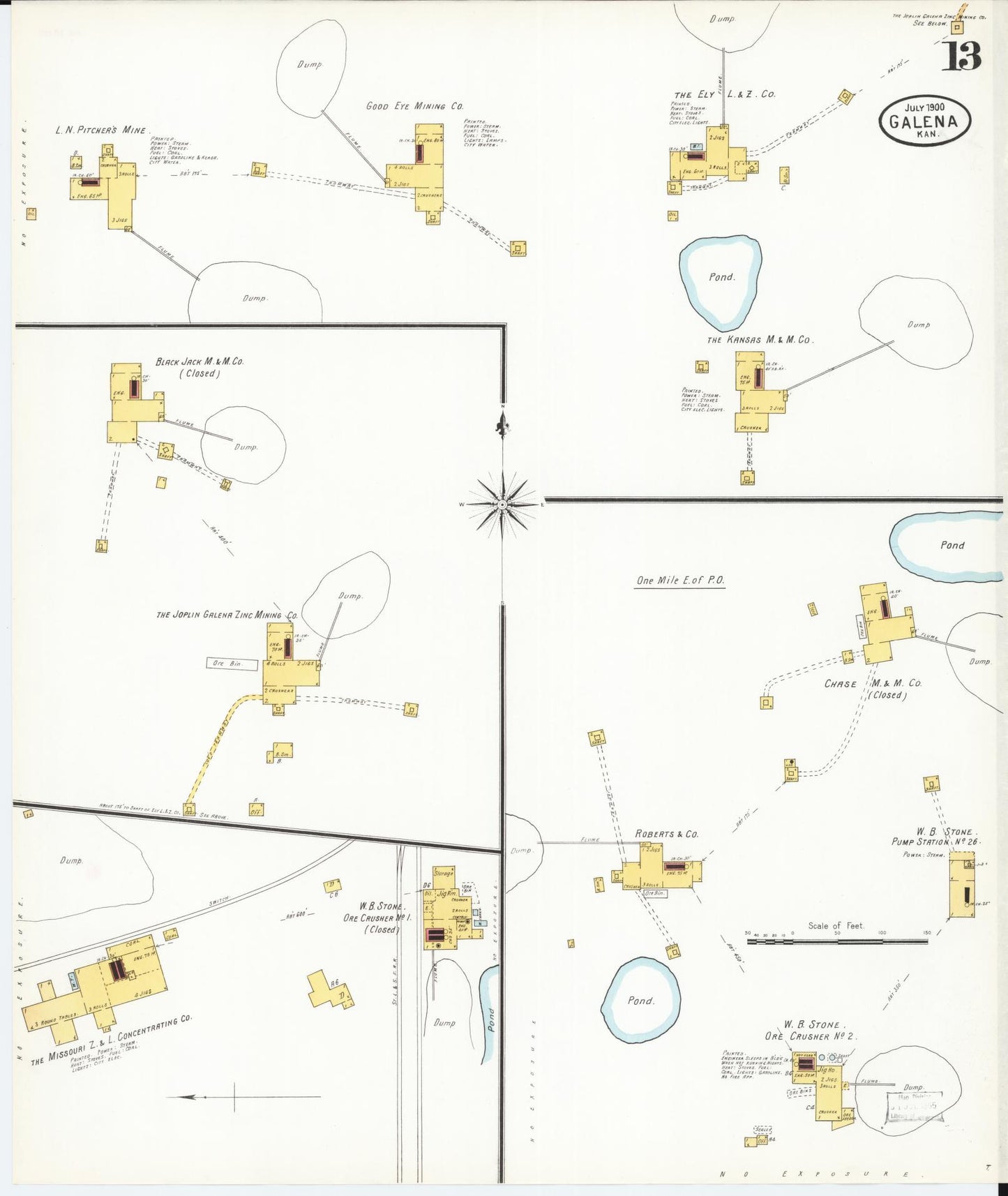 Sanborn Fire Insurance Map from Galena, Cherokee County, Kansas (1900), Sheet #0013 - Complete Map Set gallery image, historic Sanborn map, vintage wall art, Kansas Kansas
