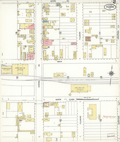 Sanborn Fire Insurance Map from Fillmore, Ventura County, California (1911), Sheet #0002 - Complete Map Set gallery image, historic Sanborn map, vintage wall art, California California