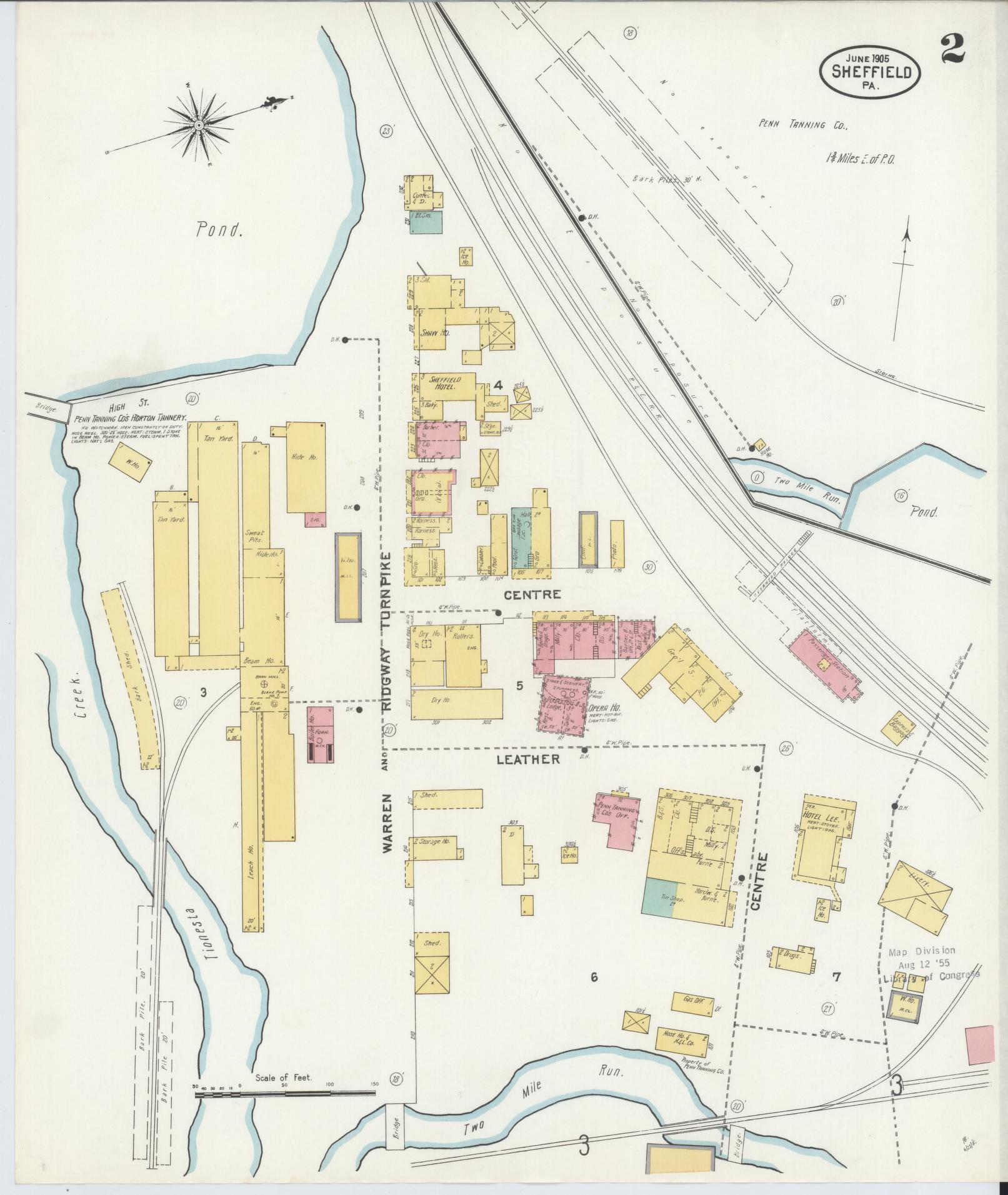 Sanborn Fire Insurance Map from Sheffield, Warren County, Pennsylvania (1905), Sheet #0002 - Complete Map Set gallery image, historic Sanborn map, vintage wall art, Pennsylvania Pennsylvania