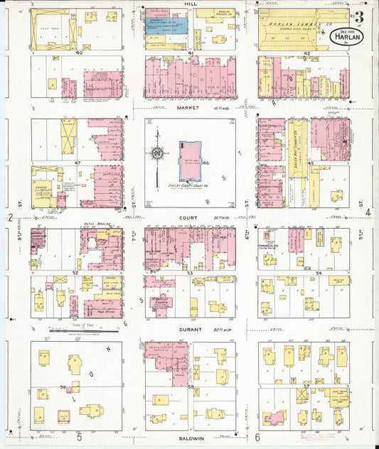 Sanborn Fire Insurance Map from Harlan, Shelby County, Iowa (1918), Sheet #0003 - Historic Sanborn Fire Insurance Map Print, vintage old map wall art
