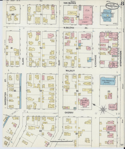 Sanborn Fire Insurance Map from Freeport, Stephenson County, Illinois (1890), Sheet #0008 - Complete Map Set gallery image, historic Sanborn map, vintage wall art, Illinois Illinois
