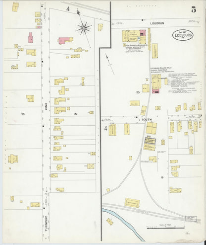Sanborn Fire Insurance Map from Leesburg, Loudoun County, Virginia (1907), Sheet #0005 - Complete Map Set gallery image, historic Sanborn map, vintage wall art, Virginia Virginia