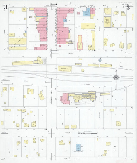 Sanborn Fire Insurance Map from Janesville, Waseca County, Minnesota (1947), Sheet #0003 - Historic Sanborn Fire Insurance Map Print, vintage old map wall art, antique decor, genealogy gift, Minnesota Minnesota map