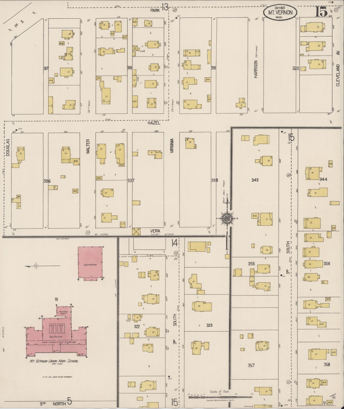 Sanborn Fire Insurance Map from Mount Vernon, Skagit County, Washington (1921), Sheet #0015 - Complete Map Set gallery image, historic Sanborn map, vintage wall art, Washington Washington