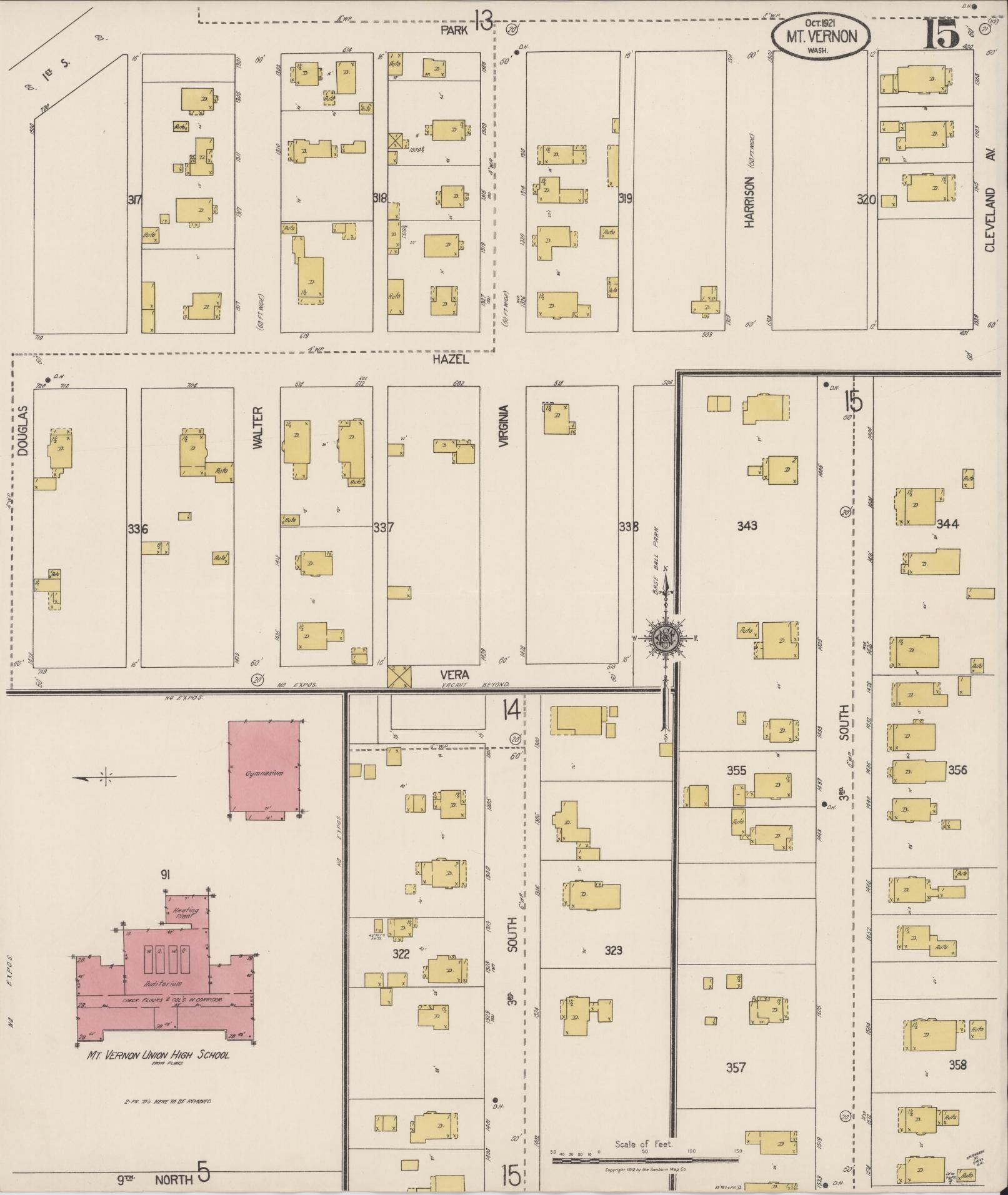 Sanborn Fire Insurance Map from Mount Vernon, Skagit County, Washington (1921), Sheet #0015 - Complete Map Set gallery image, historic Sanborn map, vintage wall art, Washington Washington