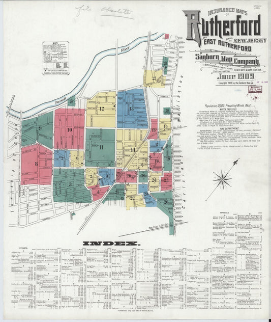 Sanborn Fire Insurance Map from Rutherford, Bergen County, New Jersey. (1909) – Historic Sanborn Fire Insurance Map Print