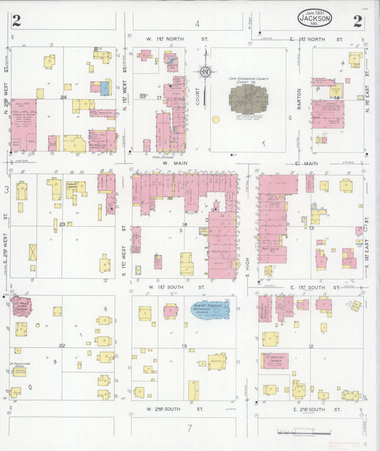 Sanborn Fire Insurance Map from Jackson, Cape Girardeau County, Missouri (1931), Sheet #0002 - Historic Sanborn Fire Insurance Map Print, vintage old map wall art, antique decor, genealogy gift, Missouri Missouri map