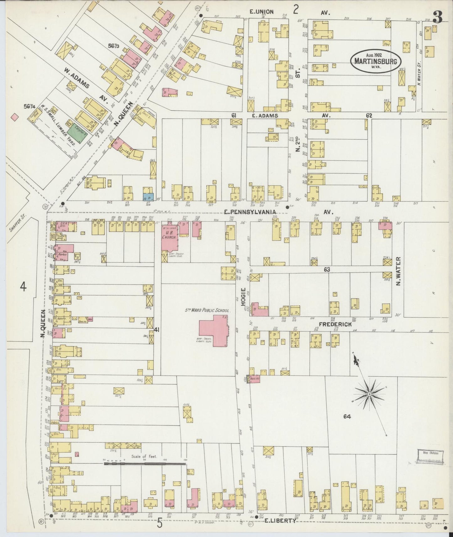 Sanborn Fire Insurance Map from Martinsburg, Berkeley County, West Virginia (1902), Sheet #0003 - Complete Map Set gallery image, historic Sanborn map, vintage wall art, West Virginia West Virginia
