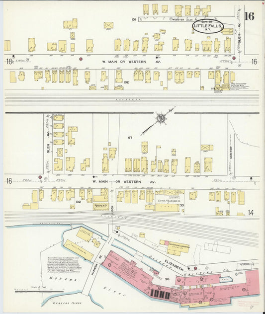 Sanborn Fire Insurance Map from Little Falls, Herkimer County, New York (1911), Sheet #0016 - Historic Sanborn Fire Insurance Map Print, vintage old map wall art, antique decor, genealogy gift, New York New York map