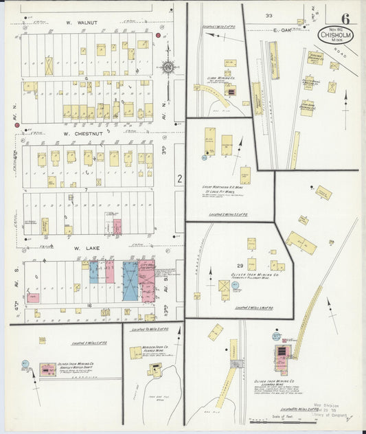 Sanborn Fire Insurance Map from Chisholm, Saint Louis County, Minnesota (1912), Sheet #0006 - Historic Sanborn Fire Insurance Map Print, vintage old map wall art, antique decor, genealogy gift, Minnesota Minnesota map