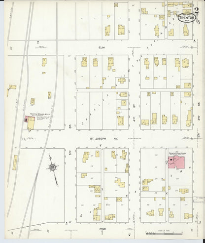Sanborn Fire Insurance Map from Trenton, Wayne County, Michigan (1912), Sheet #0002 - Historic Sanborn Fire Insurance Map Print, vintage old map wall art, antique decor, genealogy gift, Michigan Michigan map
