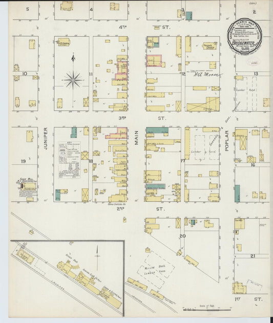 Sanborn Fire Insurance Map from Bridgewater, McCook County, South Dakota (1893), Sheet #0001 - Historic Sanborn Fire Insurance Map Print, vintage old map wall art, antique decor, genealogy gift, South Dakota South Dakota map