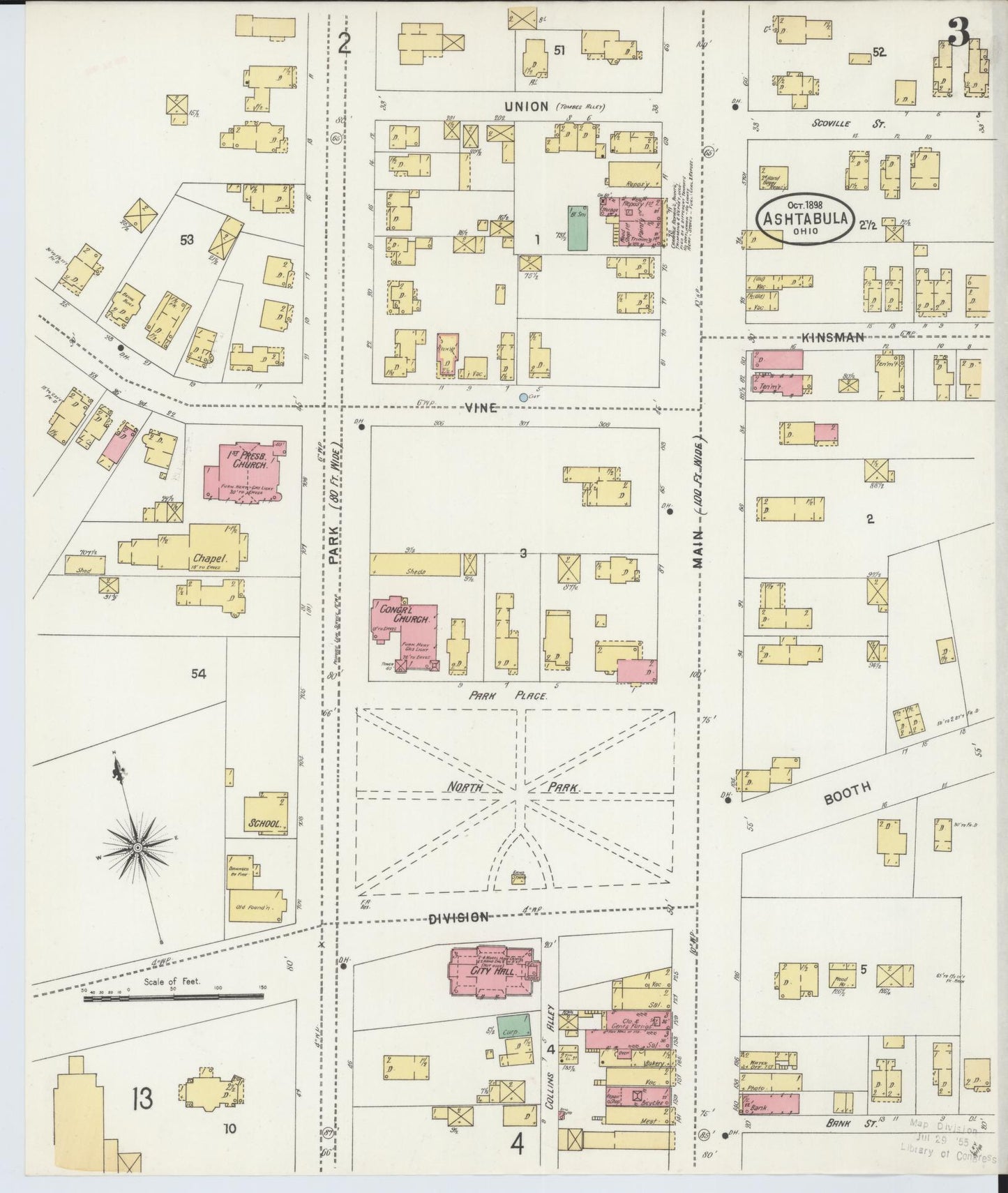 Sanborn Fire Insurance Map from Ashtabula, Ashtabula County, Ohio (1898), Sheet #0003 - Complete Map Set gallery image, historic Sanborn map, vintage wall art, Ohio Ohio
