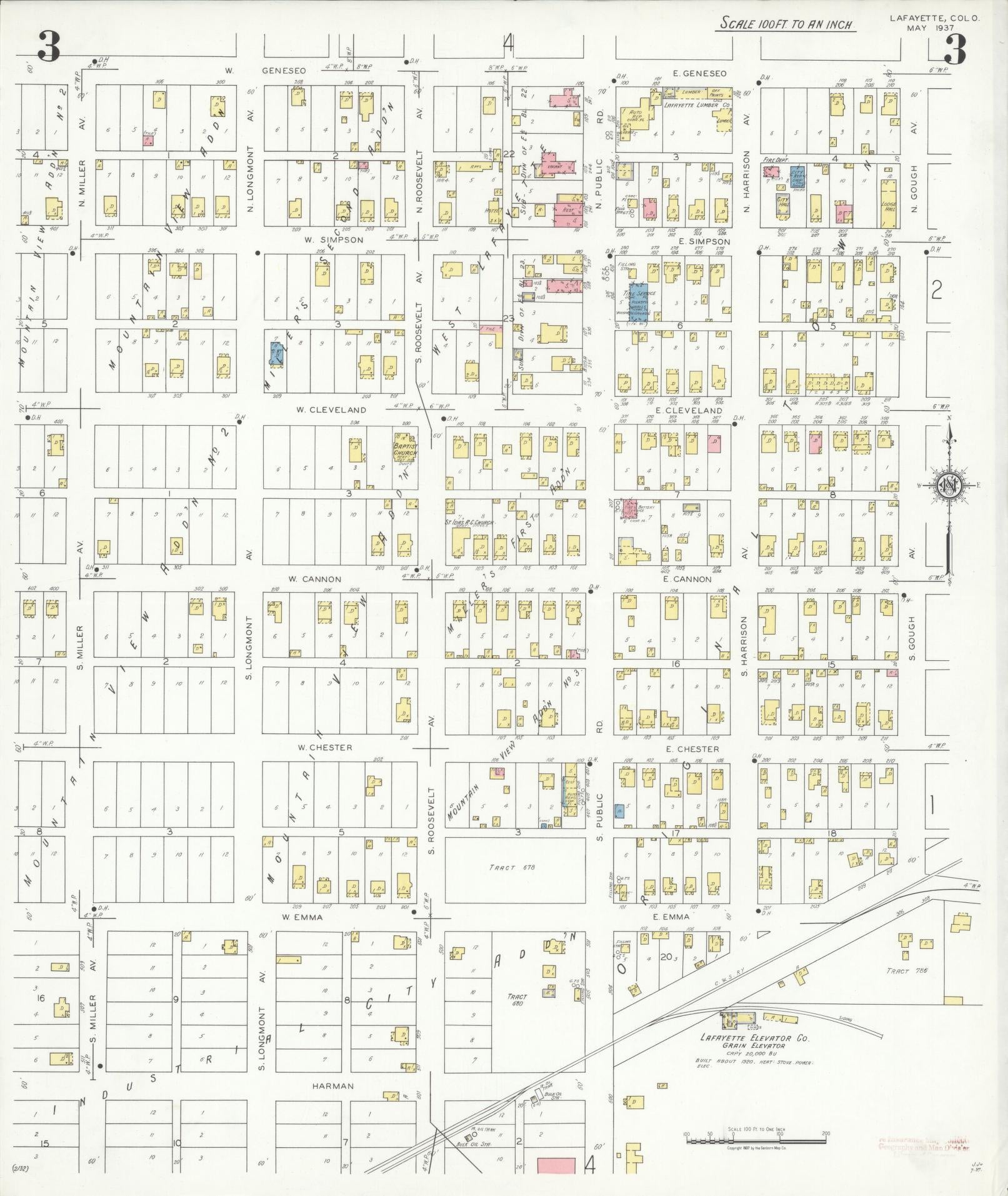 Sanborn Fire Insurance Map from Lafayette, Boulder County, Colorado (1937), Sheet #0003 - Complete Map Set gallery image, historic Sanborn map, vintage wall art, Colorado Colorado