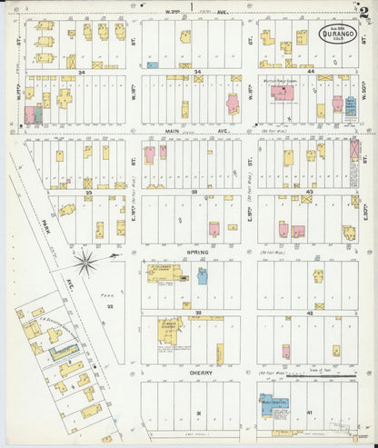 Sanborn Fire Insurance Map from Durango, La Plata County, Colorado (1904), Sheet #0002 - Complete Map Set gallery image, historic Sanborn map, vintage wall art, Colorado Colorado