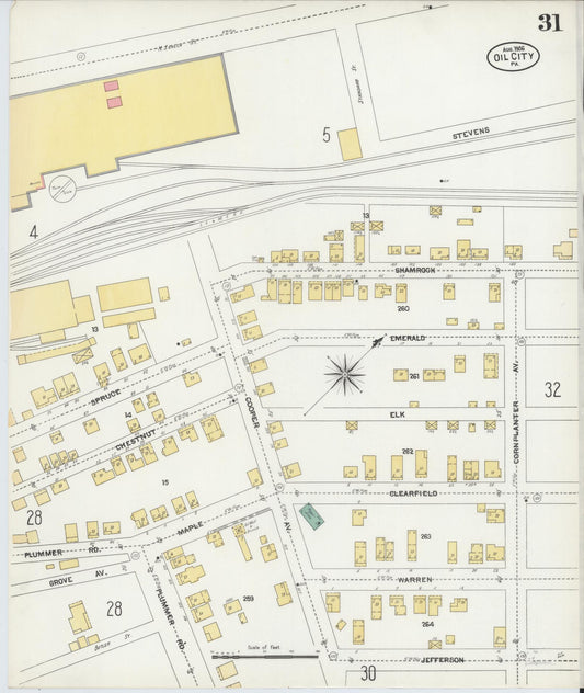 Sanborn Fire Insurance Map from Oil City, Venango County, Pennsylvania (1906), Sheet #0031 - Historic Sanborn Fire Insurance Map Print, vintage old map wall art, antique decor, genealogy gift, Pennsylvania Pennsylvania map