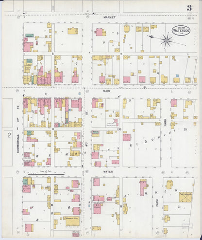 Sanborn Fire Insurance Map from Waterloo, Monroe County, Illinois (1899), Sheet #0003 - Historic Sanborn Fire Insurance Map Print, vintage old map wall art, antique decor, genealogy gift, Illinois Illinois map