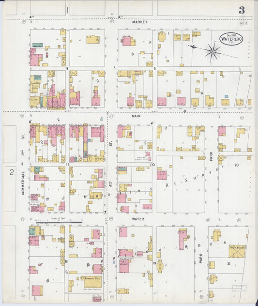 Sanborn Fire Insurance Map from Waterloo, Monroe County, Illinois (1899), Sheet #0003 - Historic Sanborn Fire Insurance Map Print, vintage old map wall art, antique decor, genealogy gift, Illinois Illinois map