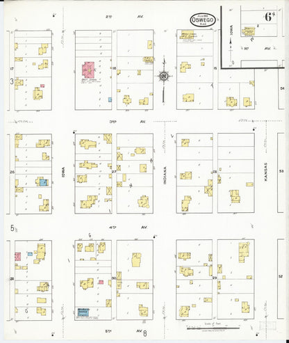 Sanborn Fire Insurance Map from Oswego, Labette County, Kansas (1918), Sheet #0006 - Complete Map Set gallery image, historic Sanborn map, vintage wall art, Kansas Kansas