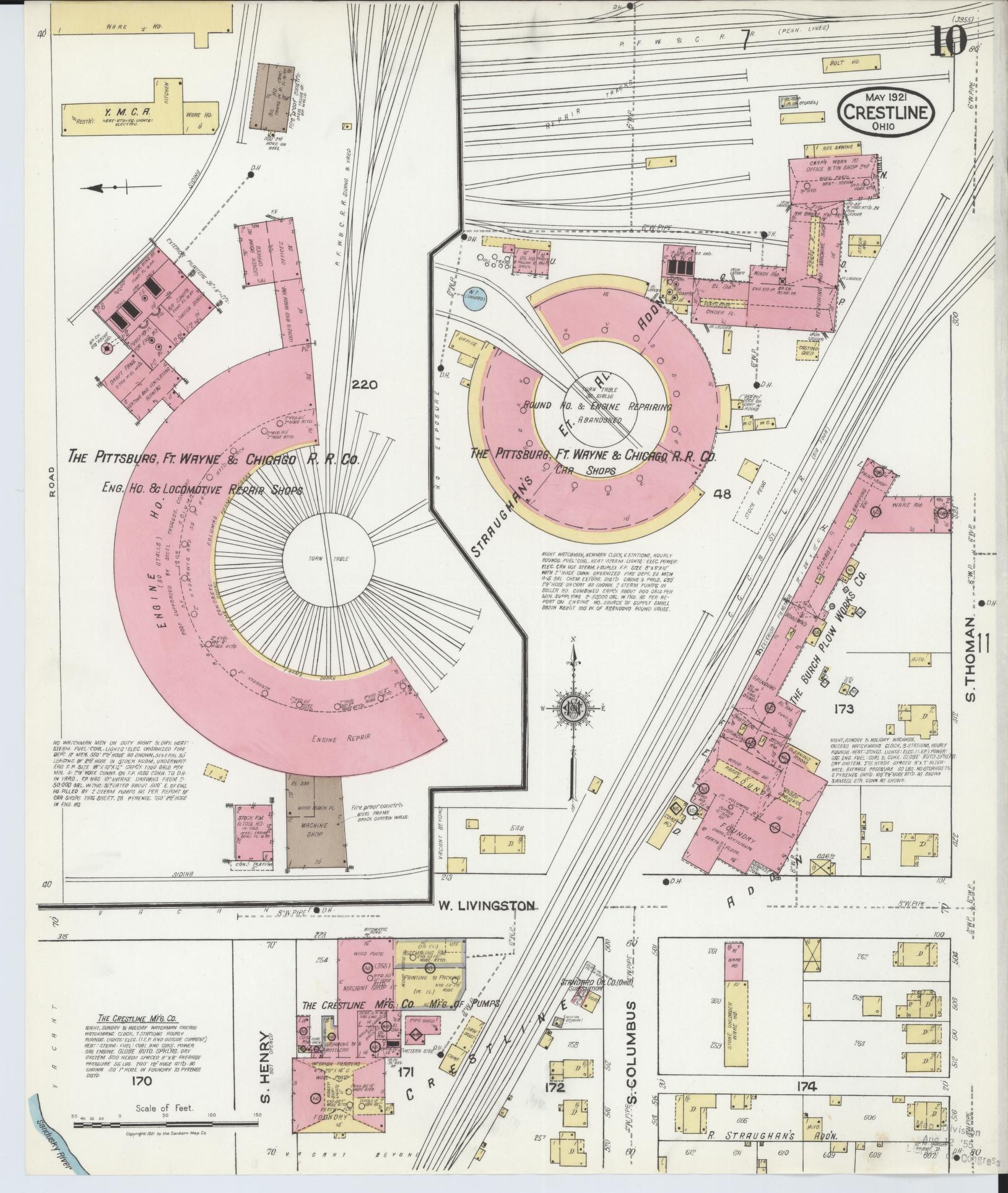 Sanborn Fire Insurance Map from Crestline, Crawford County, Ohio (1921), Sheet #0010 - Historic Sanborn Fire Insurance Map Print, vintage old map wall art, antique decor, genealogy gift, Ohio Ohio map