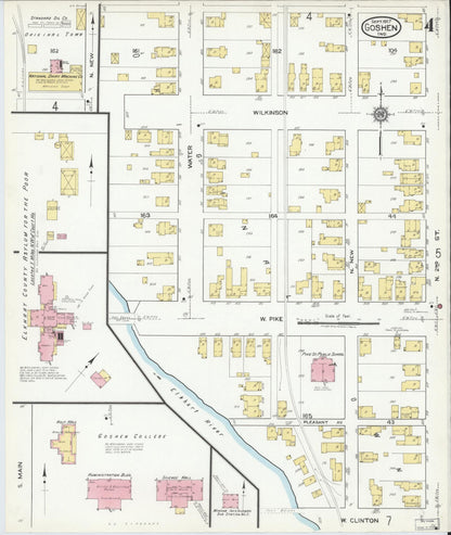 Sanborn Fire Insurance Map from Goshen, Elkhart County, Indiana (1917), Sheet #0004 - Complete Map Set gallery image, historic Sanborn map, vintage wall art, Indiana Indiana