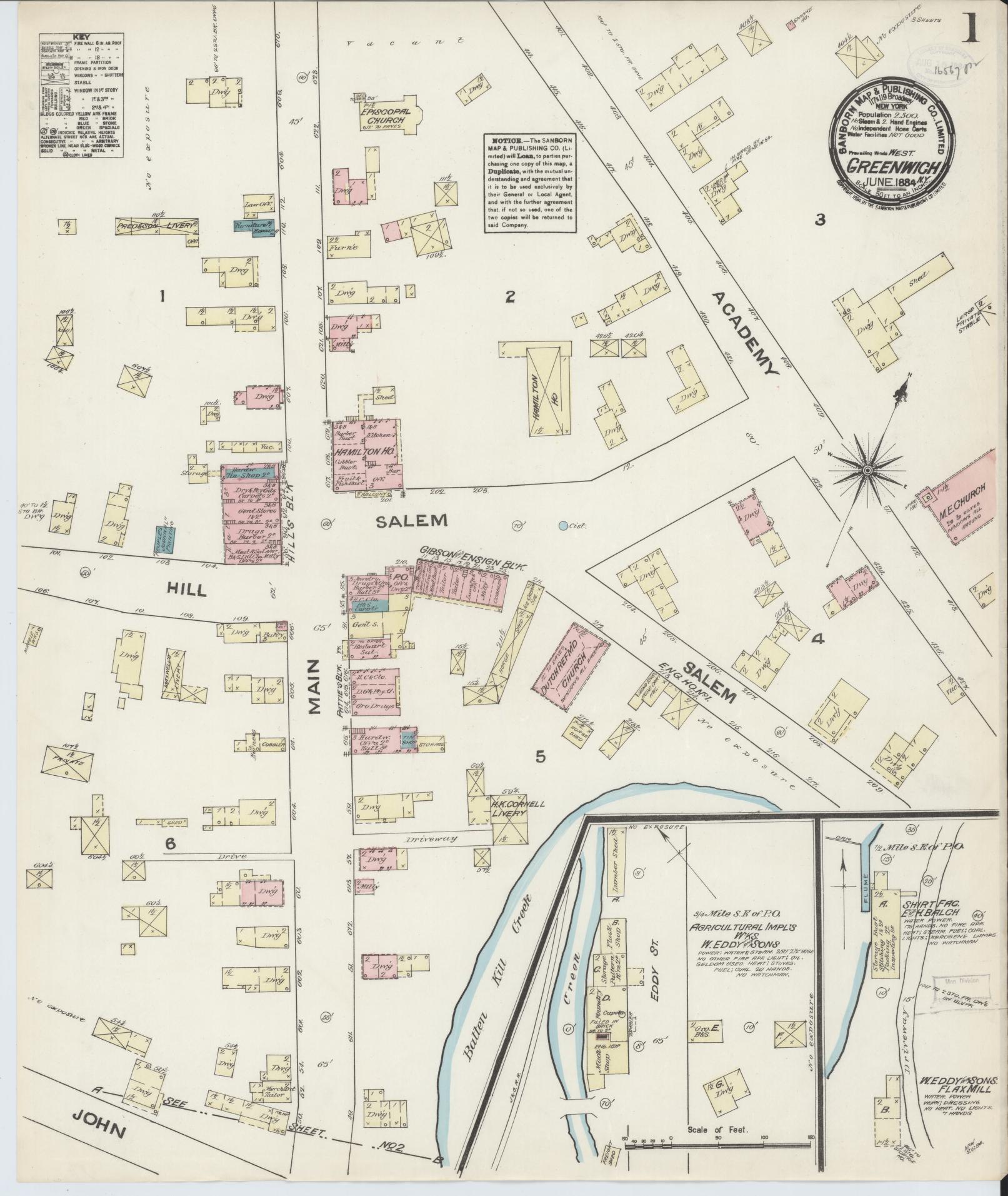 Sanborn Fire Insurance Map from Greenwich, Washington County., New York. (1884) – Historic Sanborn Fire Insurance Map Print