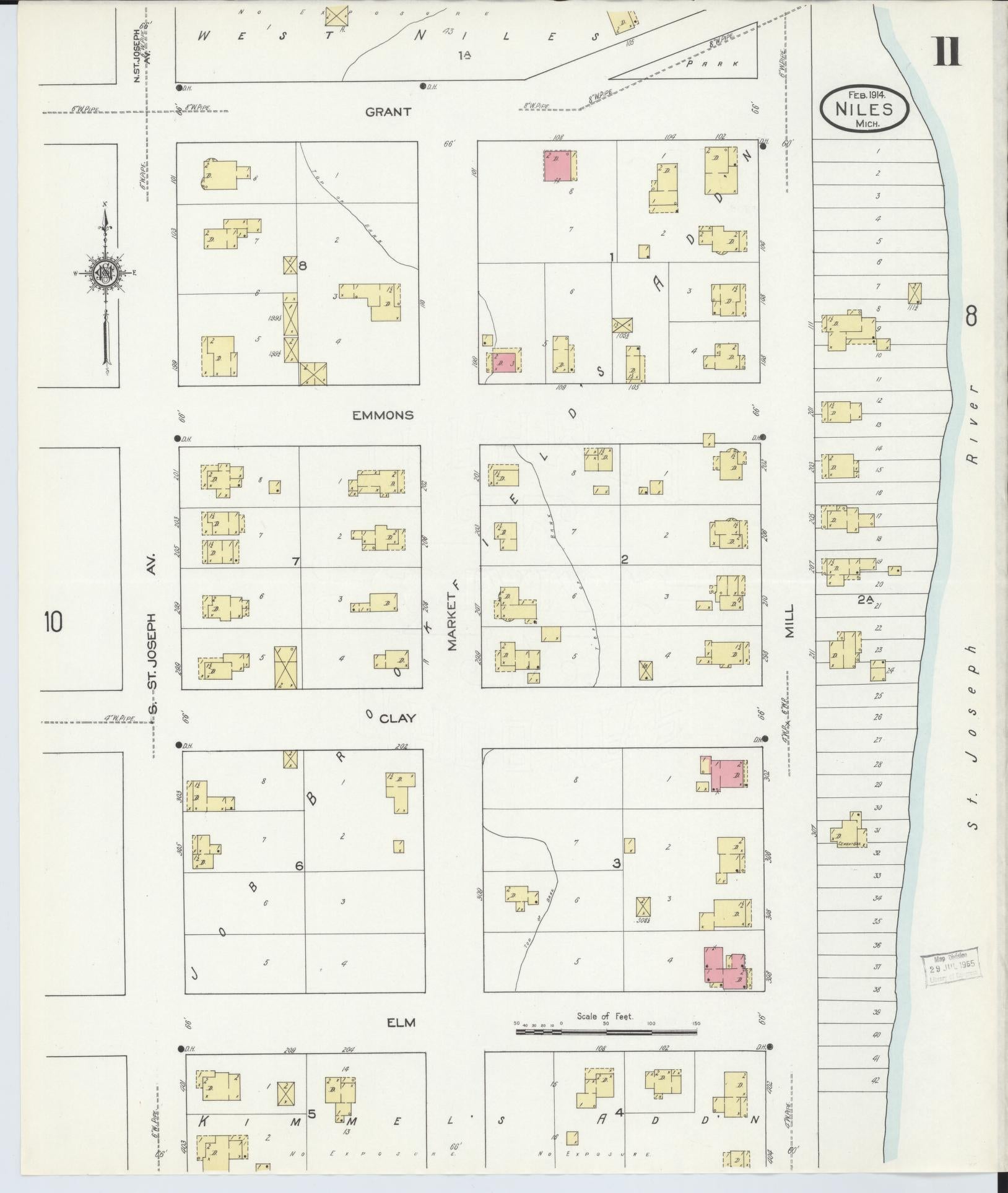 Sanborn Fire Insurance Map from Niles, Berrien County, Michigan (1914), Sheet #0011 - Complete Map Set gallery image, historic Sanborn map, vintage wall art, Michigan Michigan