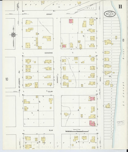 Sanborn Fire Insurance Map from Niles, Berrien County, Michigan (1914), Sheet #0011 - Complete Map Set gallery image, historic Sanborn map, vintage wall art, Michigan Michigan